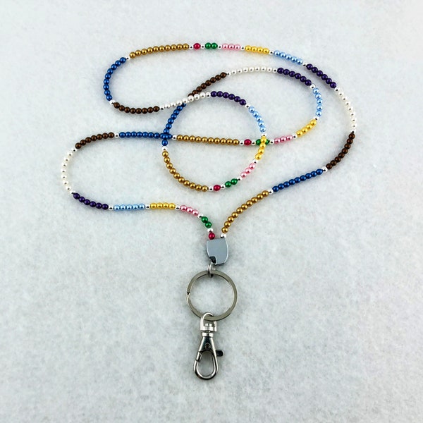 Montessori Lanyard 42" With Glass Pearl Beads, Best Montessori teacher or guide Holiday & end of year gift, Montessori bead bar colors