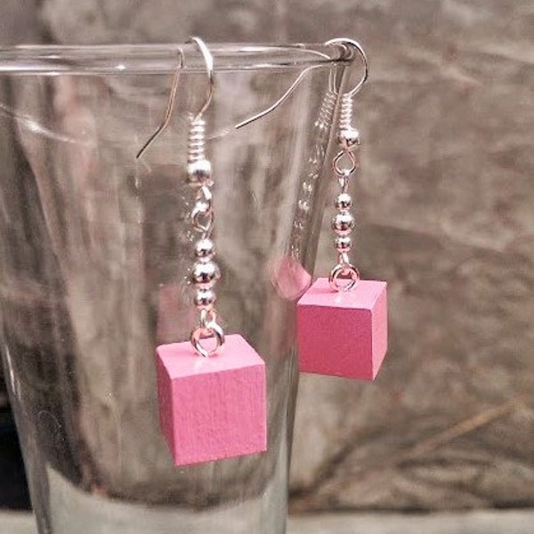 Montessori Pink Cube Earrings, Best Teacher Gift, Montessori Guide & Teacher appreciation or end of year gift, Montessori Jewelry