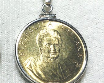 Pendant- 1980 Maria Montessori Coin with Sterling Silver Bezel and Bail, Best Teachers gift, guides appreciation gift, Montessori jewelry
