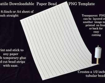 Paper Bead Template – 0.5" Straight Beads, A4/US Letter (PNG Digital Download)