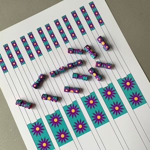 Printable Paper Bead Strips Download - Dumbbell Shape BoHo Flower Design To Cut Out And Roll Into Beautiful Paper Beads With a Difference