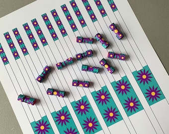 Printable Dumbbell Paper Bead Template - Boho Floral Design (Digital Download)