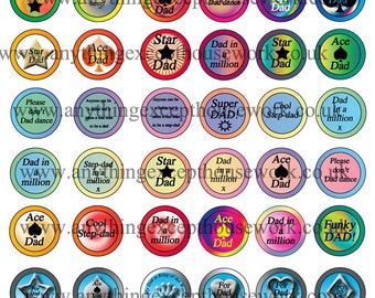 Dad Themed 1 inch Bottle Cap Images – Father's Day Crafts (Digital Download)