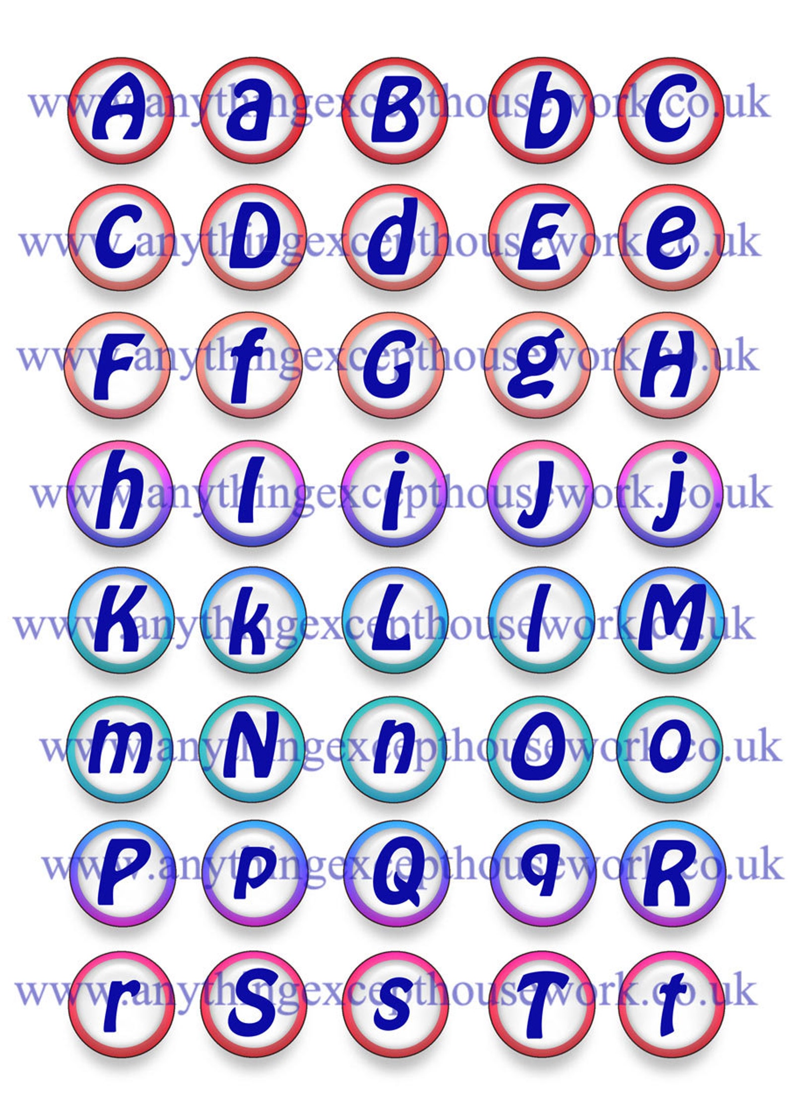 Bottle Cap Alphabet Numbers and Symbols 1 Inch Round Etsy