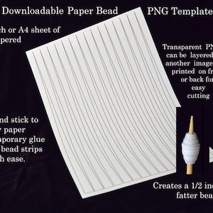 Paper Bead Templates - 1/2 inch tapered beads. UK A4 & US Letter size. No measuring. No drawing lines. Make paper bead strips the easy way!.