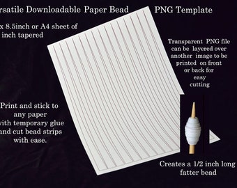 Paper Bead Templates - 1/2 inch tapered beads. UK A4 & US Letter size. No measuring. No drawing lines. Make paper bead strips the easy way!.