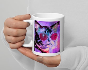 Mystic Cat, Funky Pop Art Humorous Mystic Cat Mug