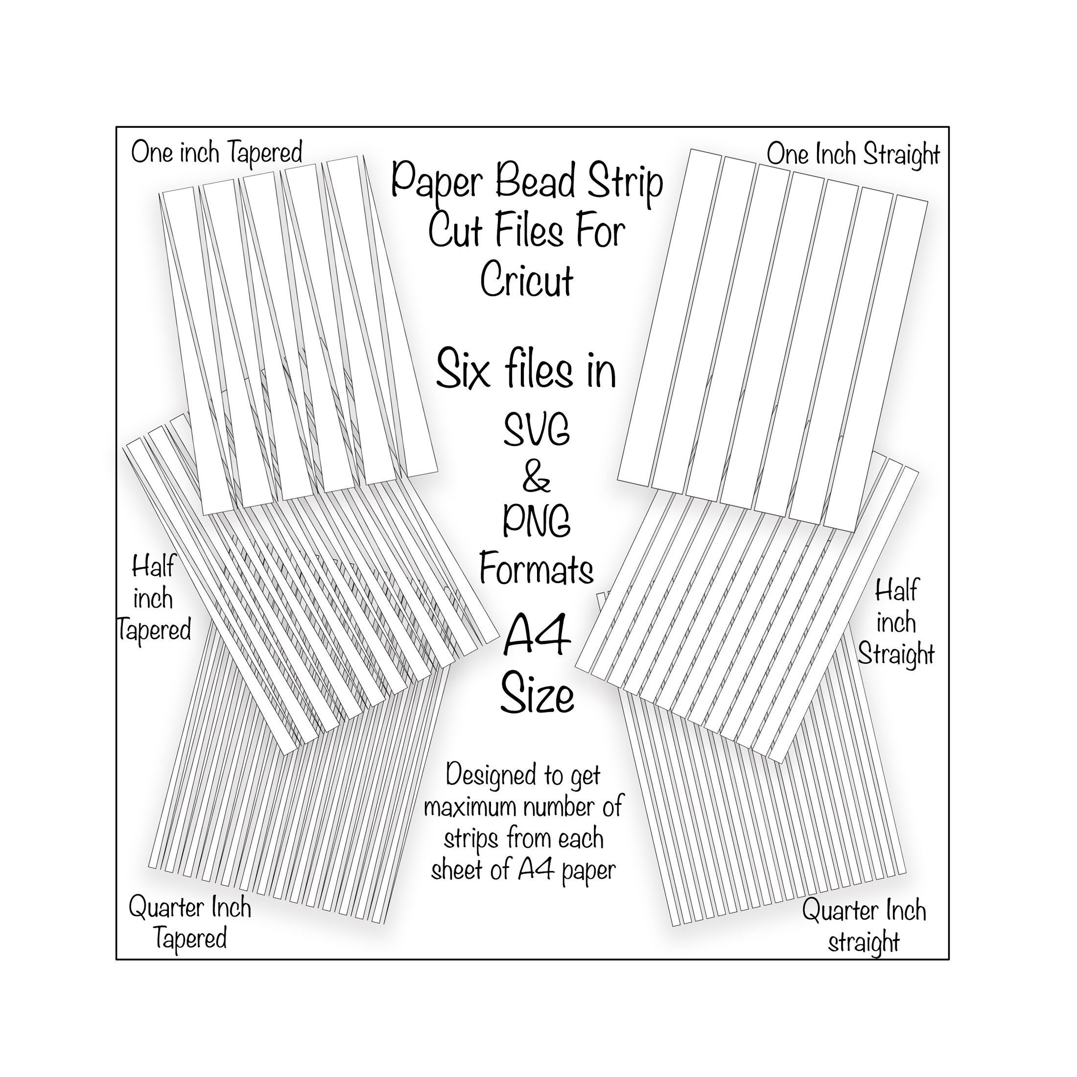 Paper Bead Strip Templates SVG and PNG Cut Files for Cricut Set of Six