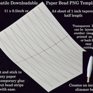 Gabarits de bandes de perles en papier - demi-taille effilée de 1 pouce. A4 britannique et lettre américaine. Il suffit d'imprimer/coller au dos du papier perlé et de couper facilement les bandes.
