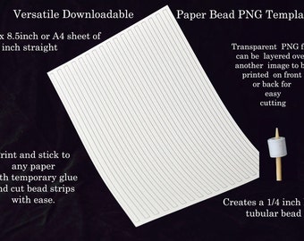Paper Bead Template - 1/4 inch Straight Beads, A4/US Letter (PNG Digital Download)