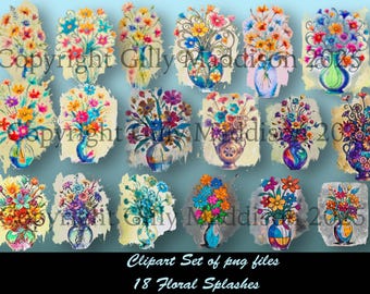 Abstract Floral PNG Clipart – 18 Flower Designs (Digital Download)