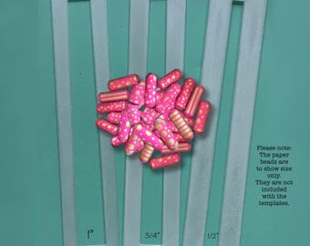 Single Paper Bead Strip Templates Tapered Tube Shape: Translucent Plastic, 3 Individual Templates in 3 Different Sizes