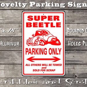 VW Beetle Parking Only Aluminium weatherproof Sign For Garage Man Cave Bar etc 