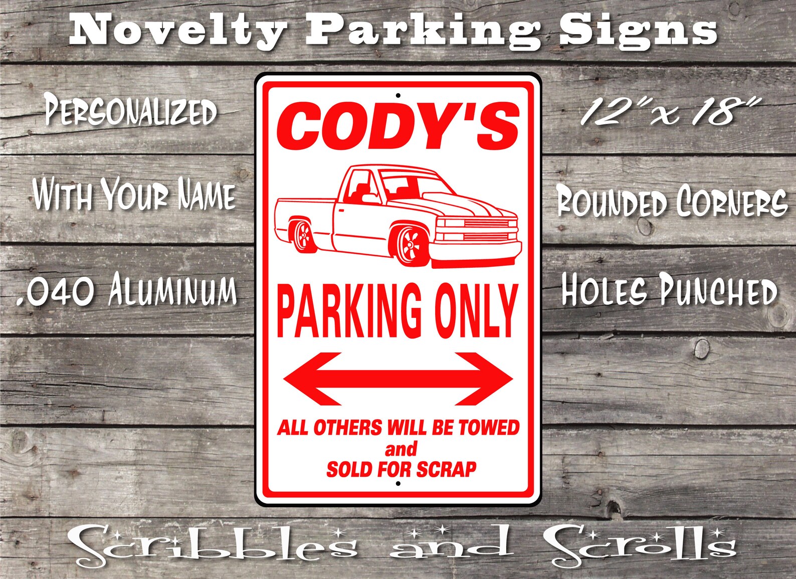 Personalized Parking Sign for 88 02 Chevy 1500 Truck Pick Etsy