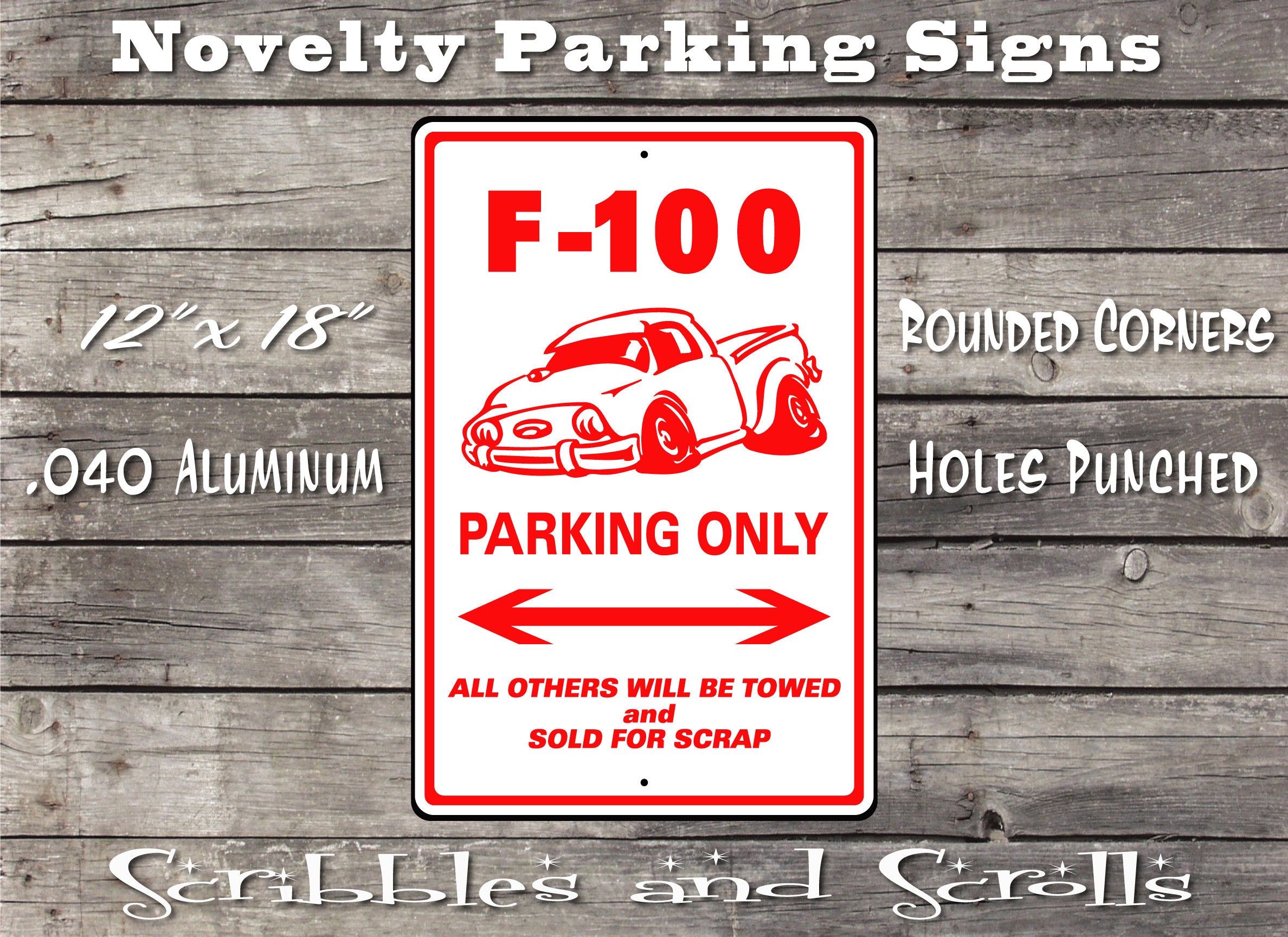 TCHPAX Vintage Ford F-100 'Parking Only' Metal Tin Sign - 12x8 Inches, Aluminum, Rustic Look