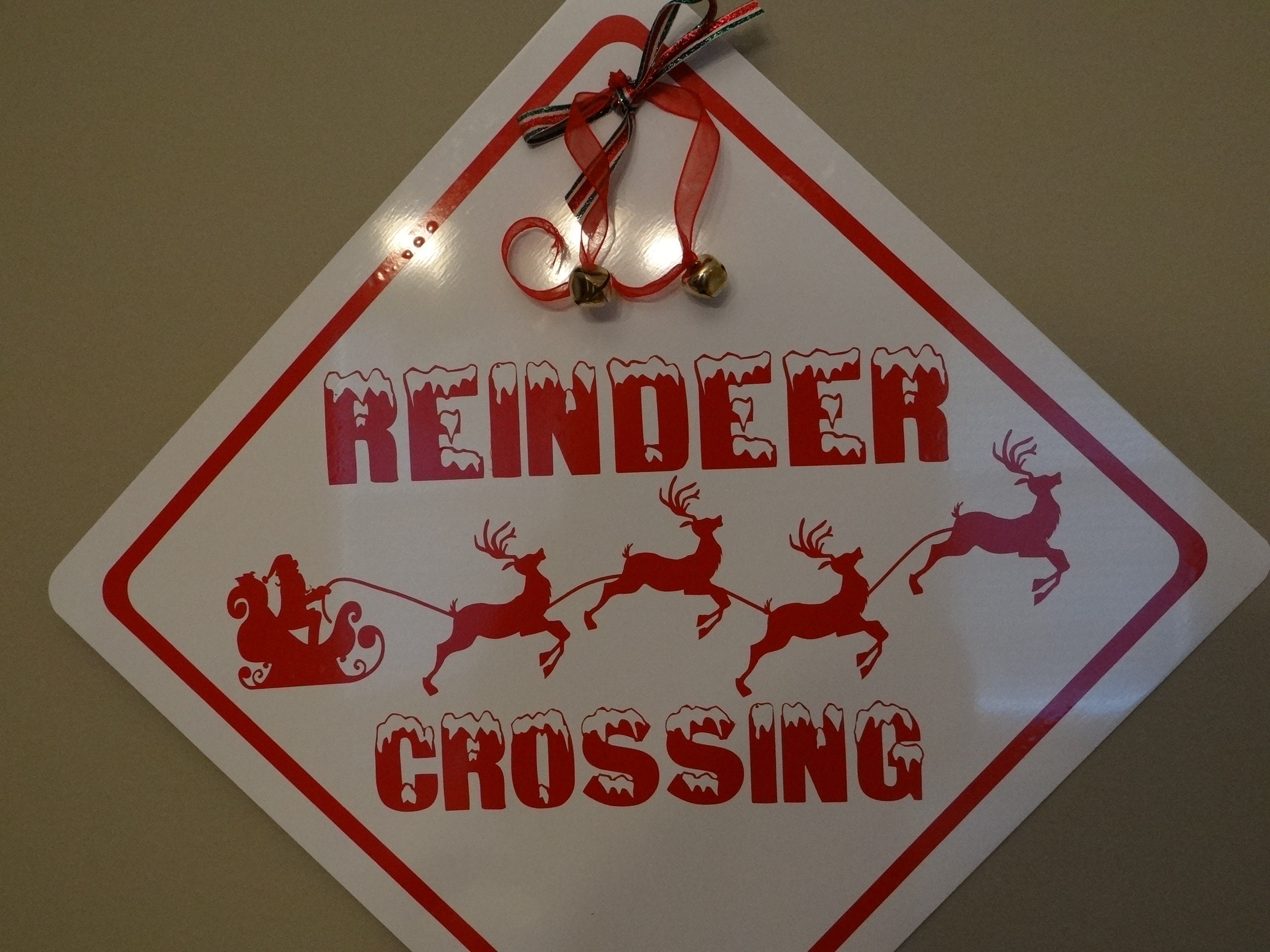 Reindeer Crossing Christmas Street Sign Etsy
