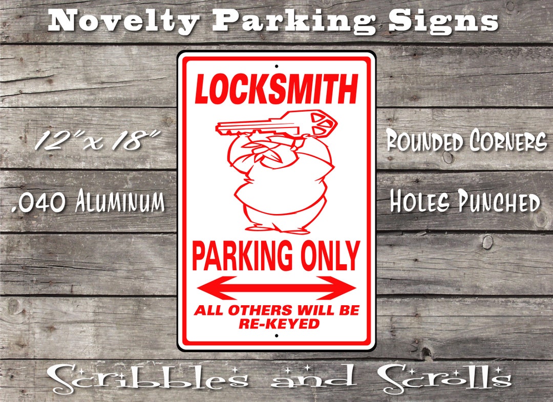 Locksmith Parking Sign - Mancave Garage Shop Lock Safe Door Key Keying ...