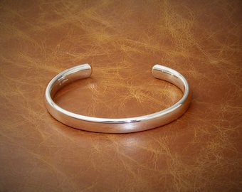 Bracelet jonc épais en argent sterling massif - Poinçons londoniens faits main