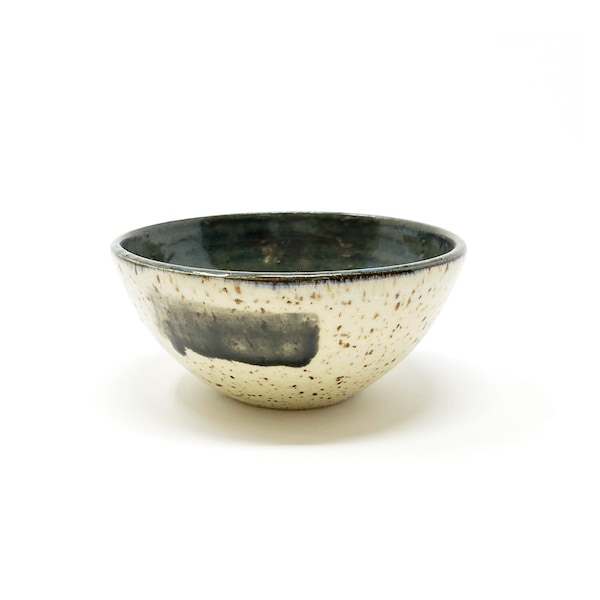 Handmade Ceramic Dipping Cup Cream Brown Speckled Stoneware Black Drip Gray Modern Dinnerware Contemporary Clay Simple Unique Made in USA