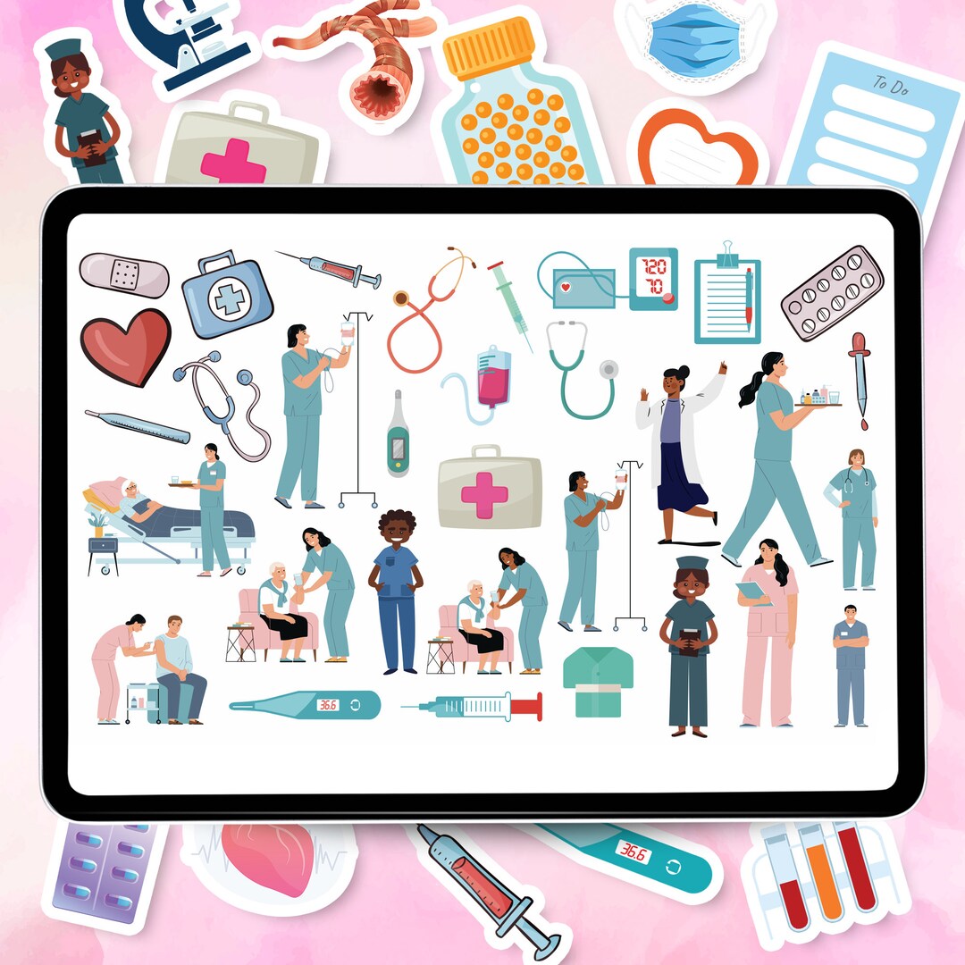 Nursing Digital Sticker Pack Precropped Goodnotes Etsy