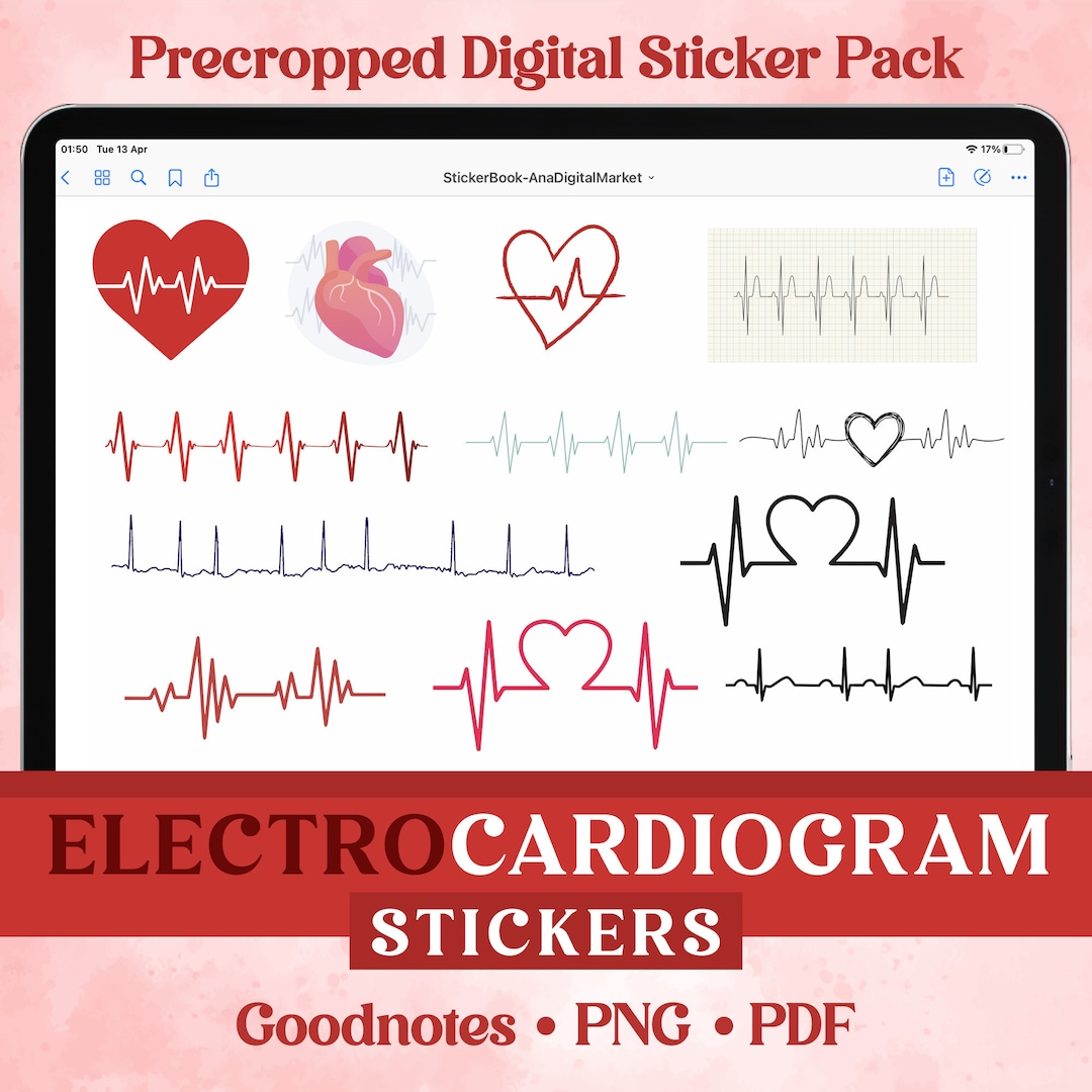 Medical EKG Sticker Pack, EKG Sticker Pack, Electro Cardiogram Stickers
