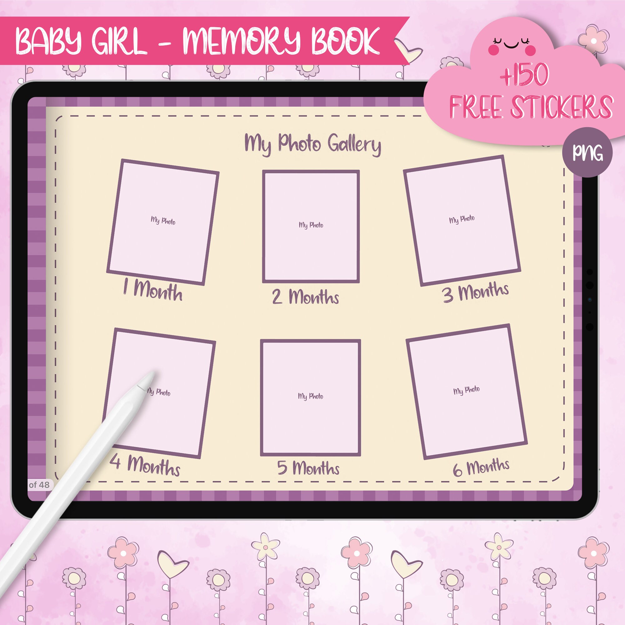 Baby Girl Memory Book Keepsake FREE Baby Girl STICKERS Etsy