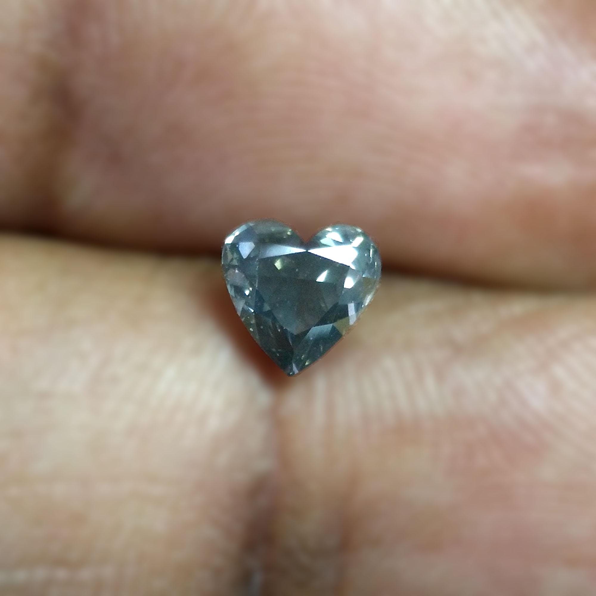 GIA Certified 0.86cts Heart Fancy Dark Gray Natural Earth Mined