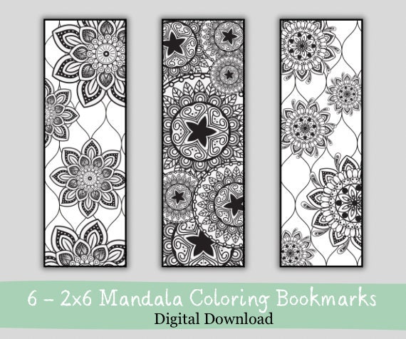 Printable Coloring Mandala Bookmarks Digital Download Mandala Bookmarks ...
