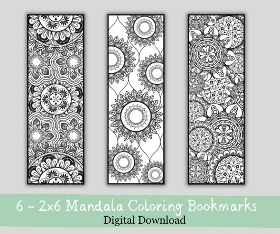Printable Coloring Mandala Bookmarks Digital Download Mandala Bookmarks ...