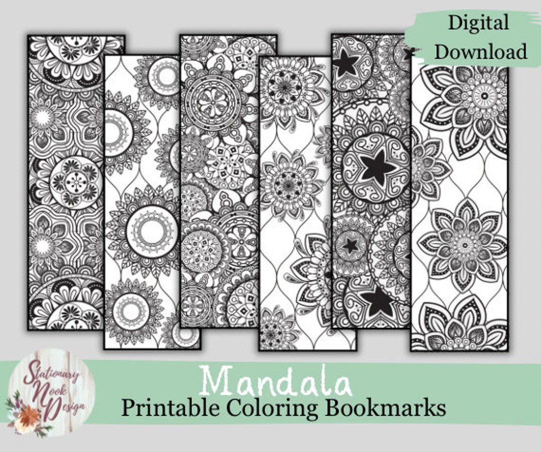 Printable Coloring Mandala Bookmarks Digital Download Mandala Bookmarks ...