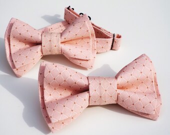 FATHER & SON BOWTIES - Pink Bow Ties - Father's Clip-On Bow tie - Son's Adjustable Bow tie