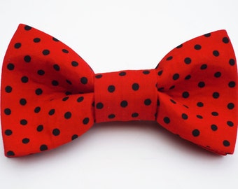 RED AND BLACK  Polka Dot Bowtie