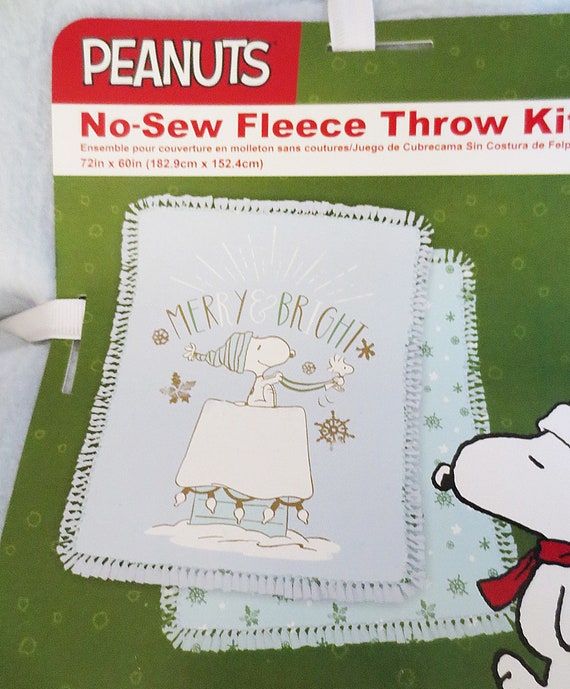 Peanuts Snoopy Snow Design Nosew Fleece Throw Kitnew Etsy