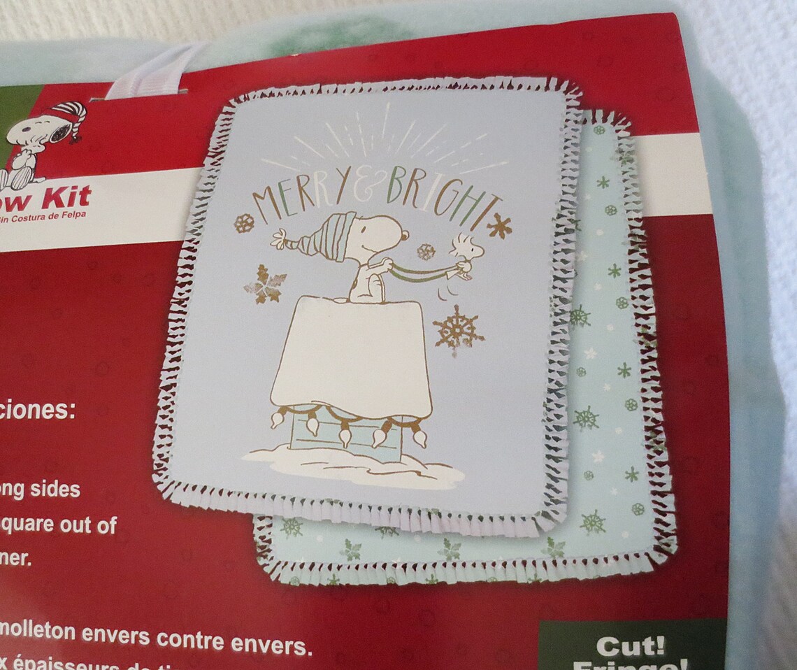 Peanuts Snoopy Snow Design Nosew Fleece Throw Kitnew Etsy