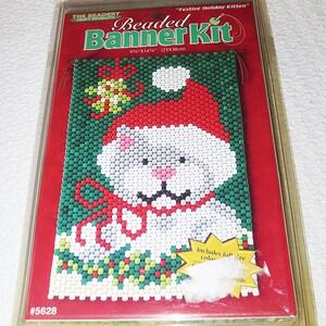 The Beadery Festive Holiday Kitten Beaded Banner Kit #5628-New