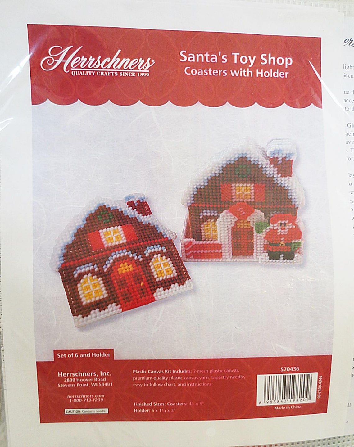 Herrschners Santa's Toy Shop Coasters With Holder Plastic Canvas Kit Etsy