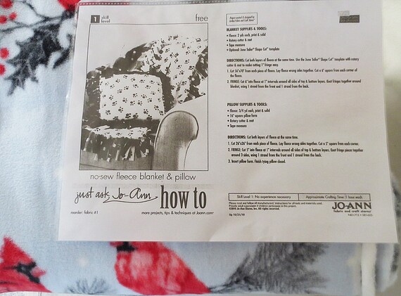Joann Fabric Cardinals on Blue Design No sew Fleece Blanket Kit Etsy