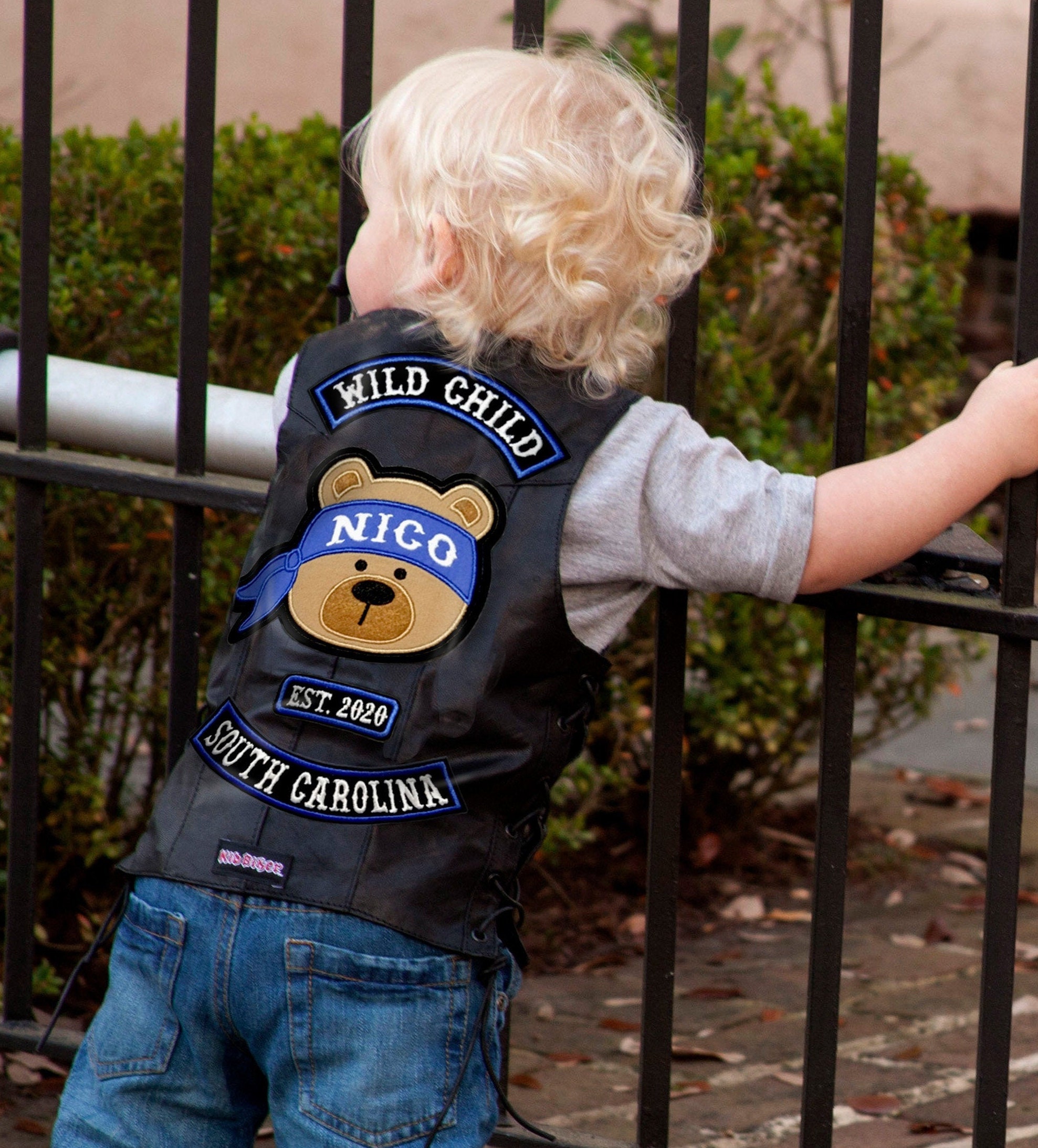 Boys Kids Black Leather Motorcycle Vest 6-12M Baby Infant Biker Plain Side 