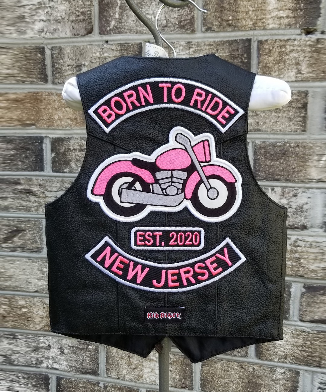 Baby Leather Vest With Embroidered Patches, Harley Davidson Baby, Baby