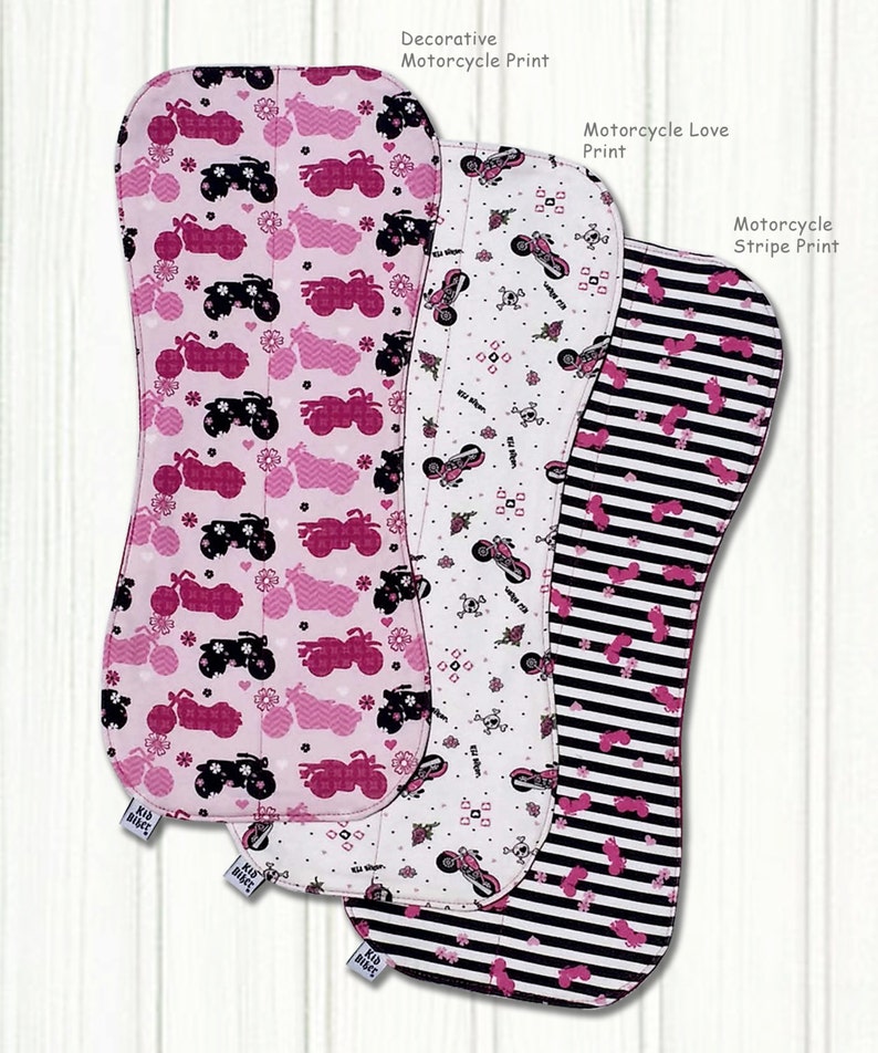 BABY BURP CLOTHS Baby Girl Burp Cloths Pink Motorcycle Burp Etsy