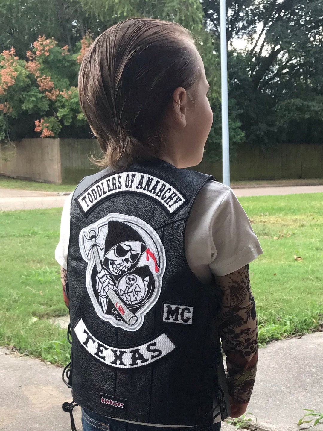 TODDLERS OF ANARCHY Leather Vest and Patch Set, Sons of Anarchy Fan, Kids  Motorcycle Leather Vest, Embroidery Patches, Harley Davidson Kids 