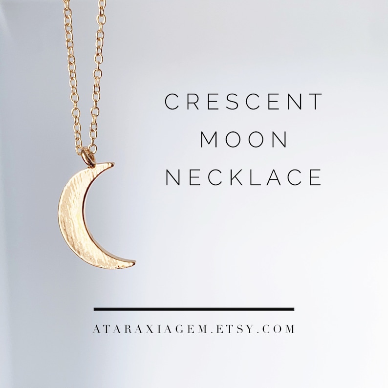 Crescent Moon Necklace Moon Necklace Positive Gift Gold Plated Crescent Moon Necklace Positive Affirmations