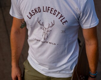 ELK Find Your Wild White | Men's and Women's unisex organic t-shirt