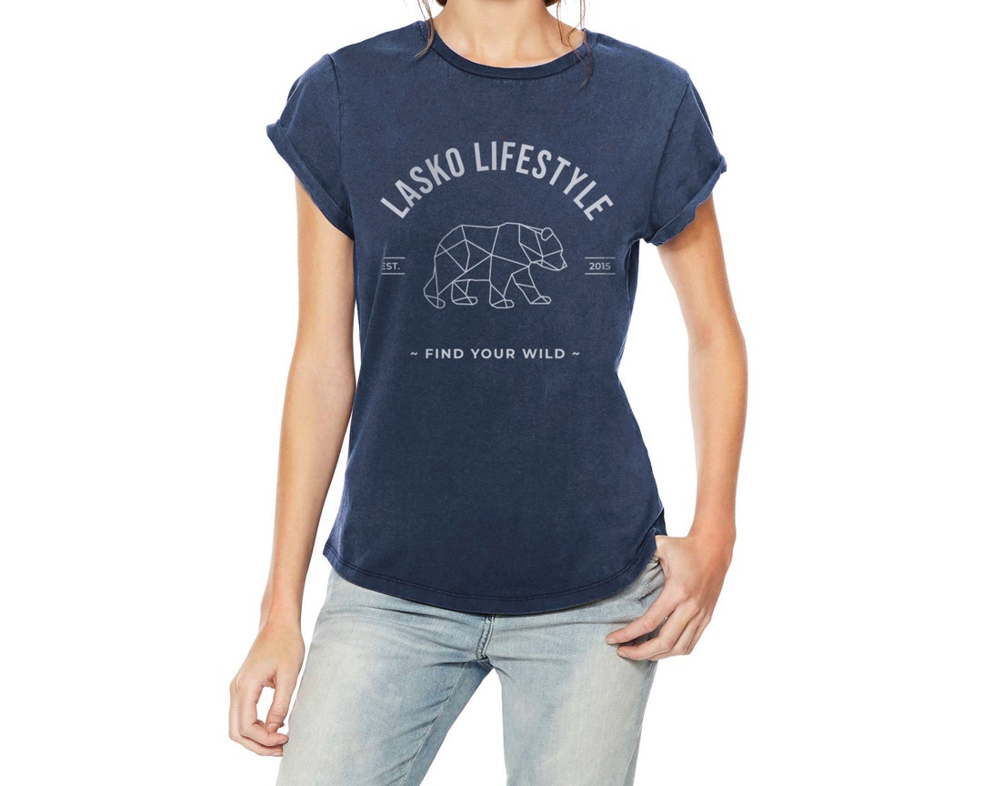 Buy BEAR Find Your Wild in Blue Denim Women's Organic T-shirt Online in  India