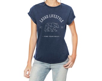 ORSO Find Your Wild Blu | Maglietta Donna in Cotone Organico Certificato GOTS Vegan Friendly