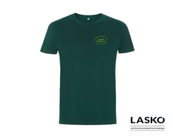 LASKO Water is my place | Shaka tshirt verde cotone organico certificato inchiostro a base d’acqua alta qualità super soft unisex vegan
