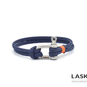 Blue Navy & Silver Shackle Bracelet, Sailing Rope Bracelet, Men and Women Bracelet, Nautical Jewelry, Climbing Rope Bracelet