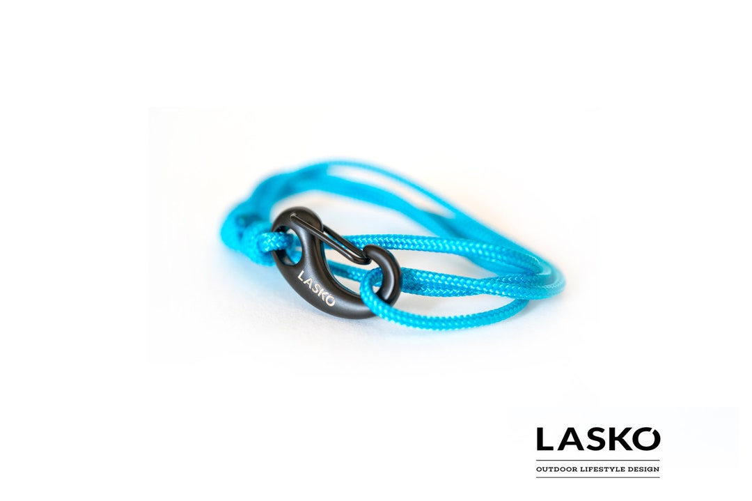 Bracelet Sydney Bondi Beach, bleu clair, mousqueton noir, bracelet