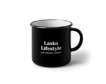 Tazza Lasko Lifestyle Live Explore Connect Nera • Outdoor Travel and Adventure Enamel Mug