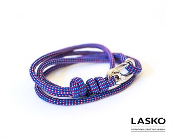 Bracciale Unisex Blue in corda da montagna regolabile con moschettone in acciaio inox